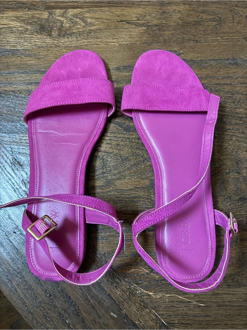 J. Crew Factory Fuchsia Open-Toe Ankle-Strap Sandals